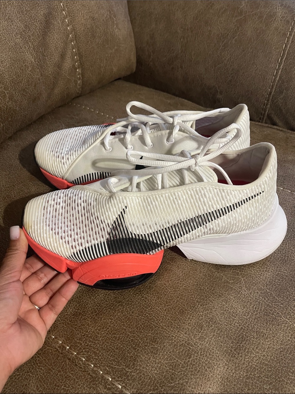 Nike White Black Coral Red Men’s Athletic Shoes